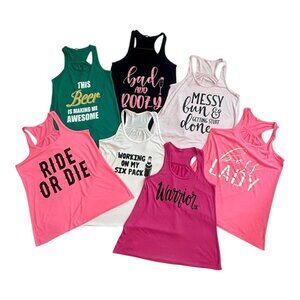 Bella Flowy Tanks, Lot of 7! Green/White/Black/4 Pinks, Small, GUC!